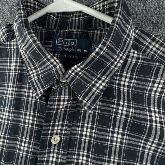 Polo Ralph Lauren Long Sleeve Button Up Shirt Plaid Blue Large Classic Pockets - Picture 8 of 16